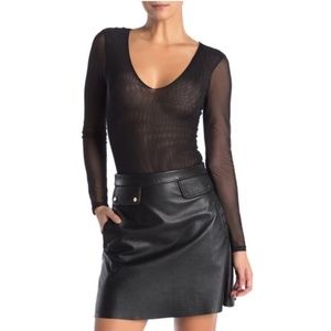 NWOT Socialite Double V Long Sleeve Bodysuit